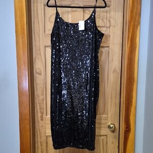 Ricki's Black Sequin Midi Dress